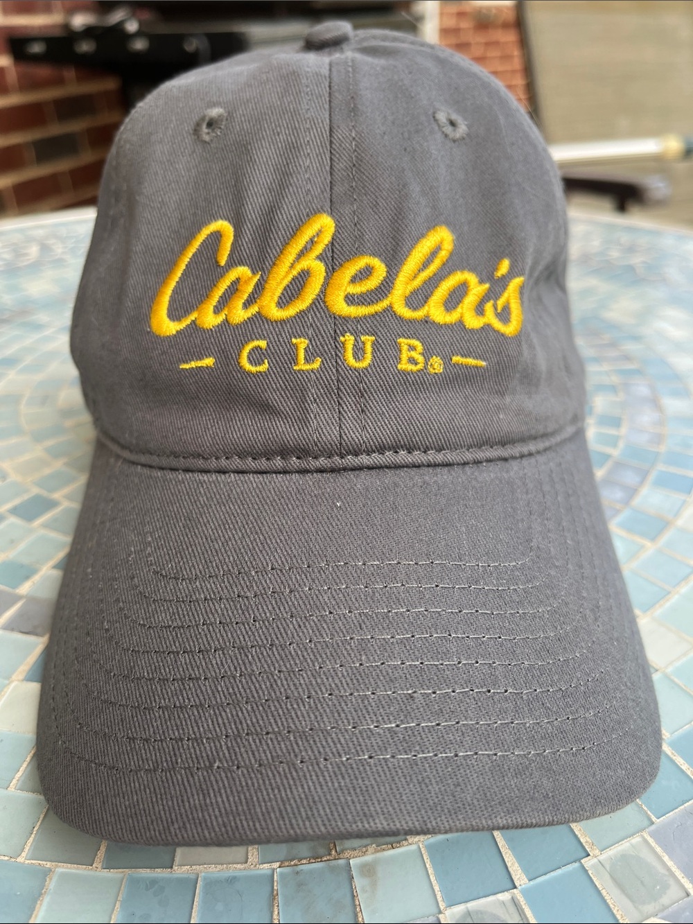 Cabela’s Club Gray Adjustable Baseball Cap Yellow Embroidered One Size